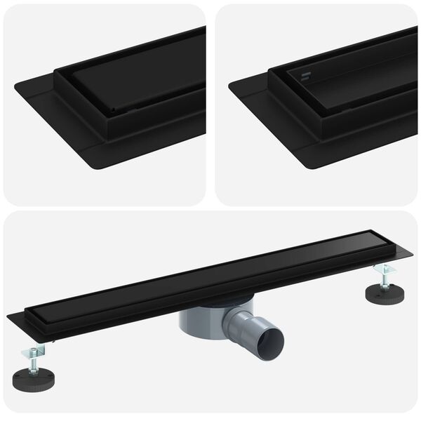 vidaXL Душ канал 2-в-1 с 360&deg; сифони Черно 60 cm