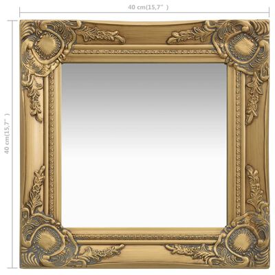 vidaXL Стенно огледало, бароков стил, 40x40 см, златисто