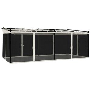 vidaXL Беседка с мрежести стени, кремава, 6x3 м, стомана