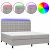 vidaXL Боксспринг легло с матрак и LED, светлосиво, 200x200 см, плат