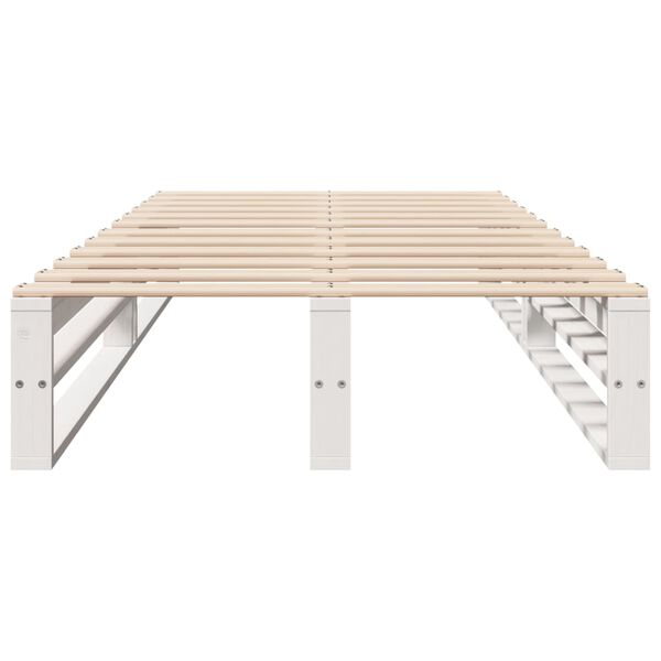 vidaXL Рамка за легло без матрак, бял, 100x200 см, бор масив