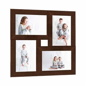 vidaXL Фоторамка колаж за 4 снимки (13x18 см), тъмнокафява, МДФ