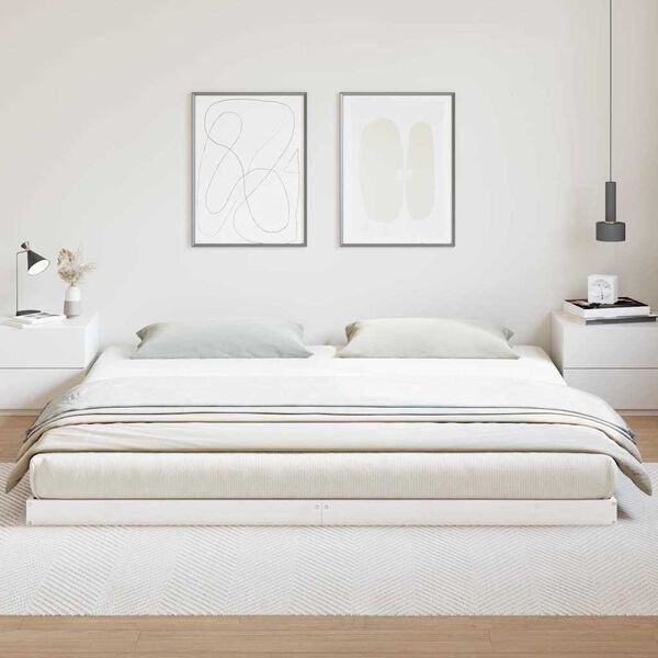 vidaXL Леглово дъно Бяло 213.5 x 104 x 9 см Солидно борово дърво