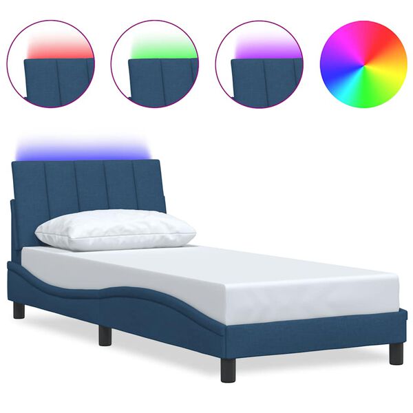 vidaXL Рамка за легло без матрак Hanko, Синьо, 80x200 см, плат