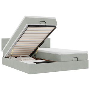 vidaXL Османска легло с матраци и LED, светлосиво, 200x200 см, кадифе