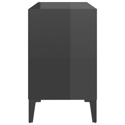 vidaXL ТВ шкаф с метални крака, сив гланц, 69,5x30x50 см