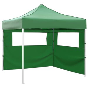 vidaXL Сгъваема шатра с 2 стени, 3x3 м, зелена