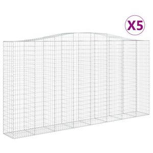 vidaXL Габионни кошници арка 5 бр 400x50x200/220 см поцинковано желязо