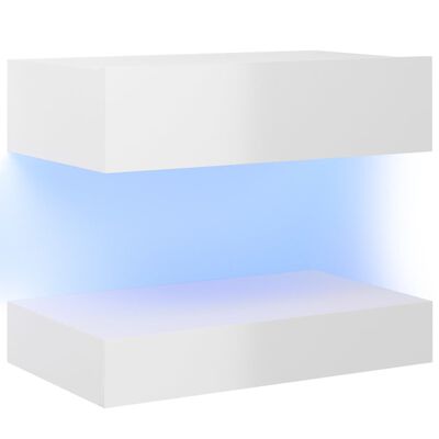 vidaXL ТВ шкаф с LED осветление, бял гланц, 60x35 см