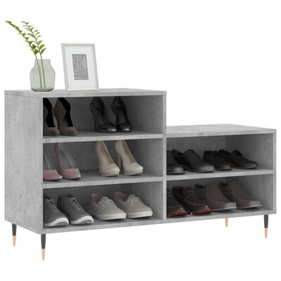 vidaXL Шкаф за обувки, бетонно сив, 102x36x60 см, инженерно дърво