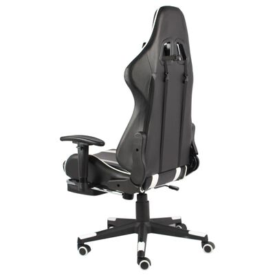 vidaXL Въртящ геймърски стол с подложка за крака, бял, PVC