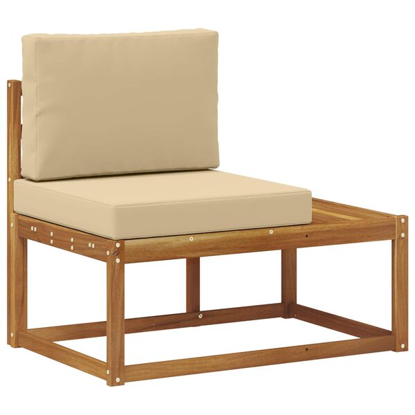 vidaXL Външен край на диван с възглавница Естествен 91 x 63 x 73 см