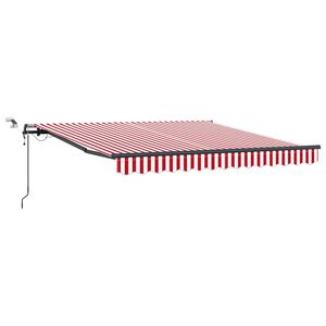 vidaXL Прибираща се тента Червено и бяло 300 x 250 cm Полиестер