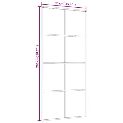 vidaXL Плъзгаща врата, алуминий и ESG стъкло, 90x205 см, черна