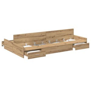 vidaXL Легло с място за съхранение с чекмедже с врата Дъб 120 x 190 cm