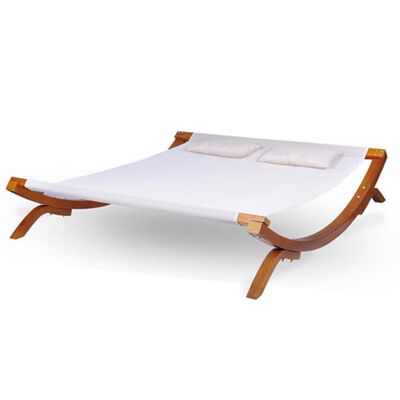 vidaXL Градинско лаундж легло с възглавници, дърво, бяло