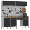 vidaXL Комплект работни шкафове с чекмедже със съхранение 10 pcs Черно