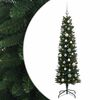 vidaXL Изкуствена тясна коледна елха с топка 120 см 150 LED светодиода