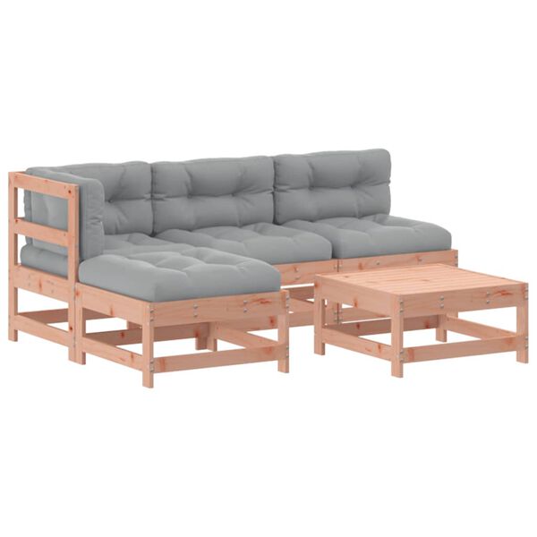 vidaXL Градински комплект с възглавници, 5 части, дугласко дърво масив