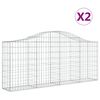 vidaXL Габионни кошници арка 3 бр 200x30x80/100 см поцинковано желязо