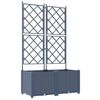 vidaXL Градинска саксия 2 pcs Сив 80 x 40 x 143 см Пластмаса