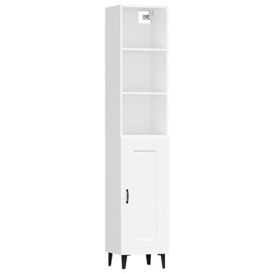 vidaXL Висок шкаф, бял, 34,5x34x180 см, инженерно дърво