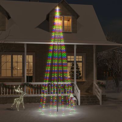 vidaXL Коледна елха на флагщок, цветно, 732 LED, 500 см