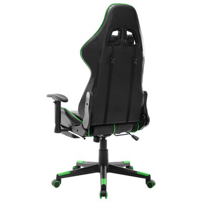 vidaXL Геймърски стол с подложка крака черно и зелено изкуствена кожа