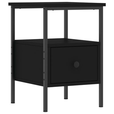 vidaXL Нощно шкафче, черно, 34x36x50 см, инженерно дърво