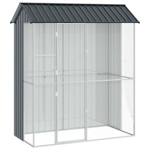 vidaXL Клетка за птици със съхранение Антрацит 215 x 110 x 247 см