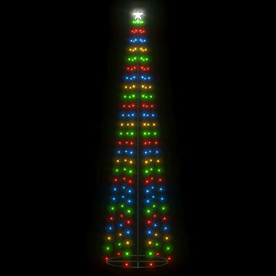 vidaXL Коледна елха конус, 136 LED цветни, декорация, 70x240 см