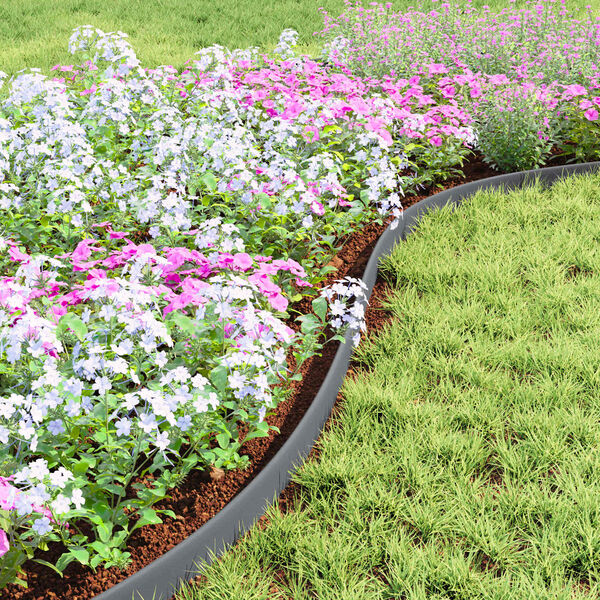 vidaXL Ограничители за тревни площи Сив 3000 x 4 x 5 см Пластмаса