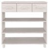 vidaXL Конзолна маса HAMAR бяла 90x35x90 см борово дърво масив