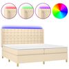 vidaXL Боксспринг легло с матрак и LED, кремава, 200x200 см, плат