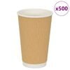 vidaXL Хартиени чаши за кафе 500 бр. 16oz 400ml Кафяво