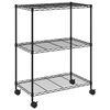 vidaXL 3-етажен стелаж за съхранение с колела 60x35x81 см черен 150 кг