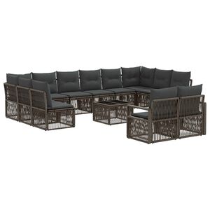vidaXL Градински Софа Комплект 13 pcs Сиво полиратан