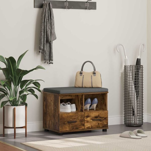 vidaXL Пейка за коридор с възглавница Димян дъб 60 x 38 x 46 см