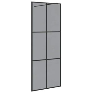 vidaXL Стена на душ с вход Черно 80 x 195 cm закалено стъкло