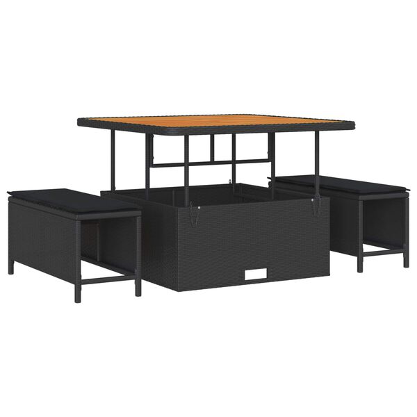 vidaXL Градински Софа Комплект 8 pcs Черен и кафяв полиратан