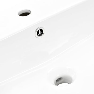 vidaXL Керамична мивка за стенен монтаж, бяла, 470x450x370 мм