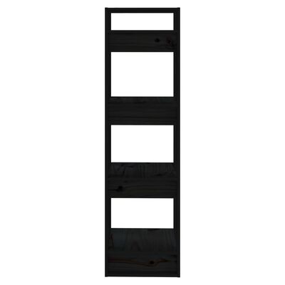 vidaXL Библиотека/разделител за стая, черна, 41x35x125 см, бор масив
