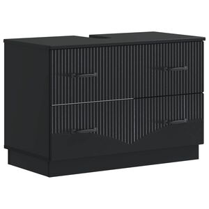 vidaXL Шкаф за мивка в баня HOORN Черно 82 x 41 x 56 см