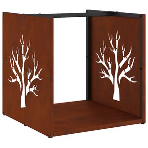 vidaXL Стойка за дърва за огрев 40x40x40 см Патинираща стомана