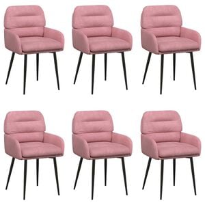 vidaXL Обедени столове 6 pcs Кадифе Розово 59 x 59,5 x 90 см