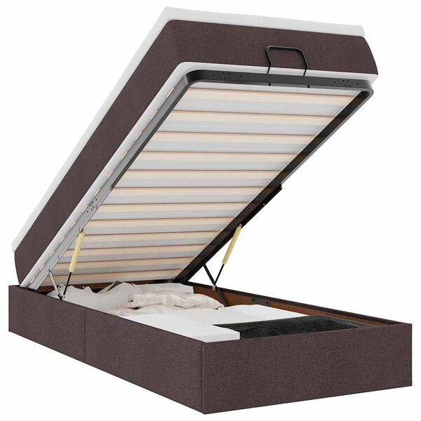 vidaXL Османска легло с матрак, тъмнокафяво, 90x190 см, плат