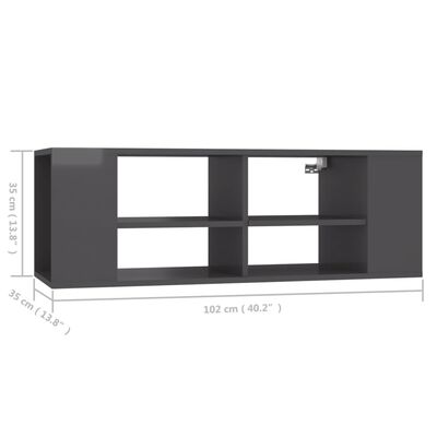 vidaXL ТВ шкаф за стенен монтаж, сив, 102x35x35 см, ПДЧ