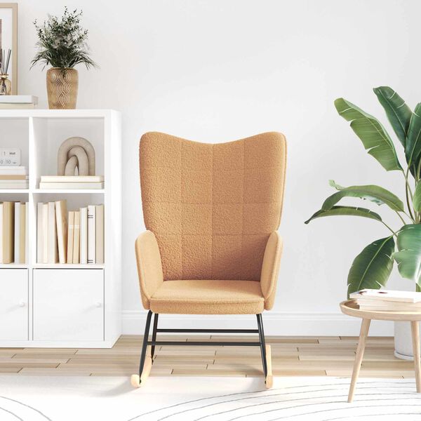 vidaXL Люлеещ се стол Бежово Тъкан Шерпа