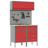 vidaXL Комплект работни шкафове с чекмедже с рафт 5 pcs Червено
