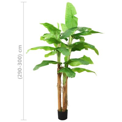 vidaXL Изкуствено растение банан със саксия, 300 см, зелено
